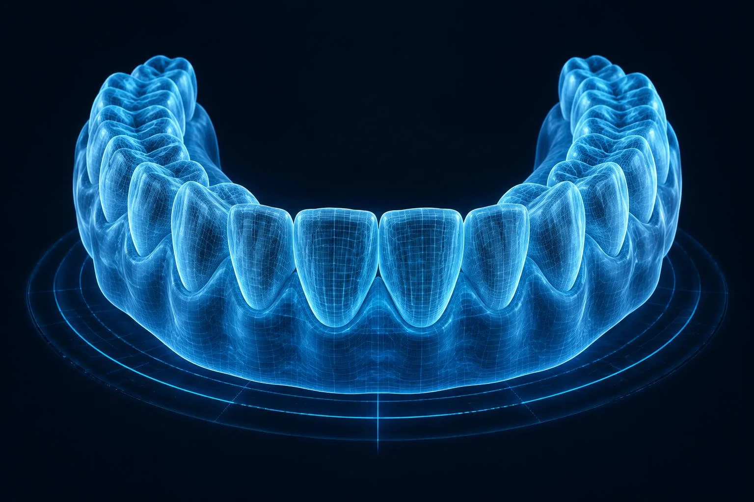 Ilustração holográfica de arcada dentária para planejamento digital